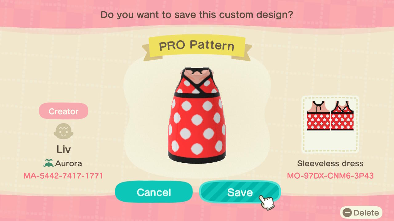 Animal Crossing Design Code: MO-97DX-CNM6-3P43 PRO Pattern