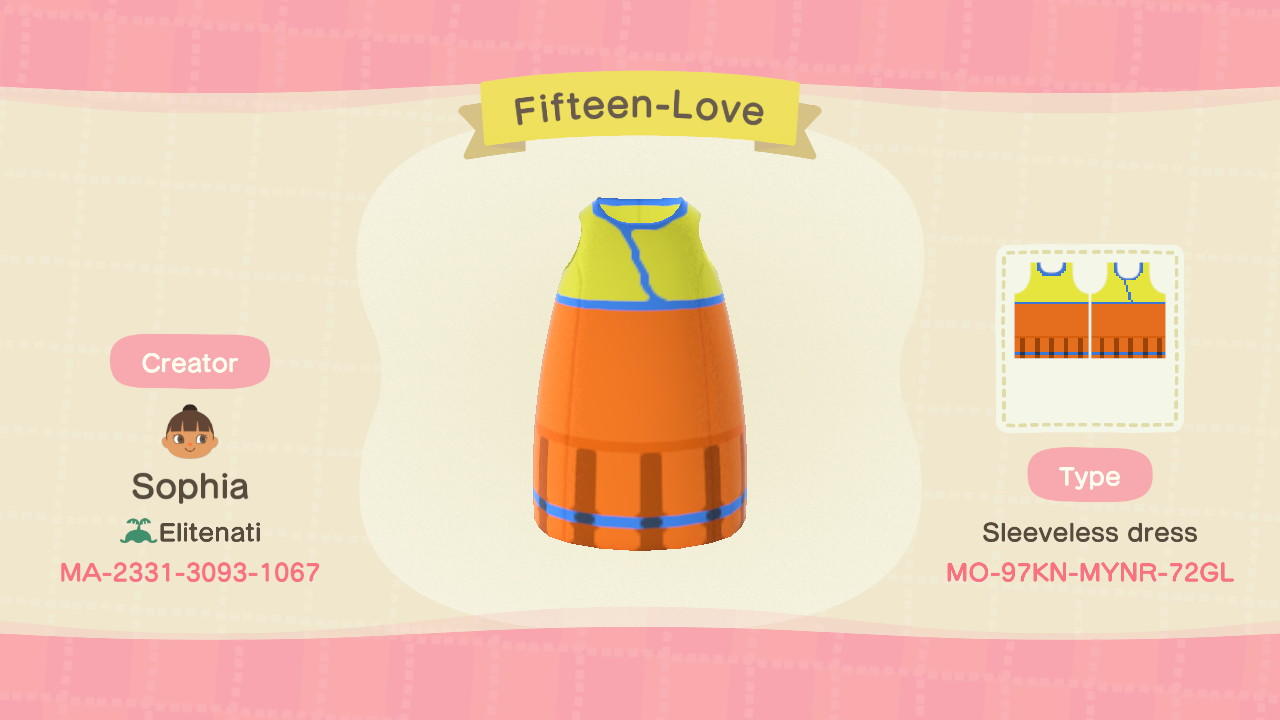 Animal Crossing Design Code: MO-97KN-MYNR-72GL Fifteen-Love