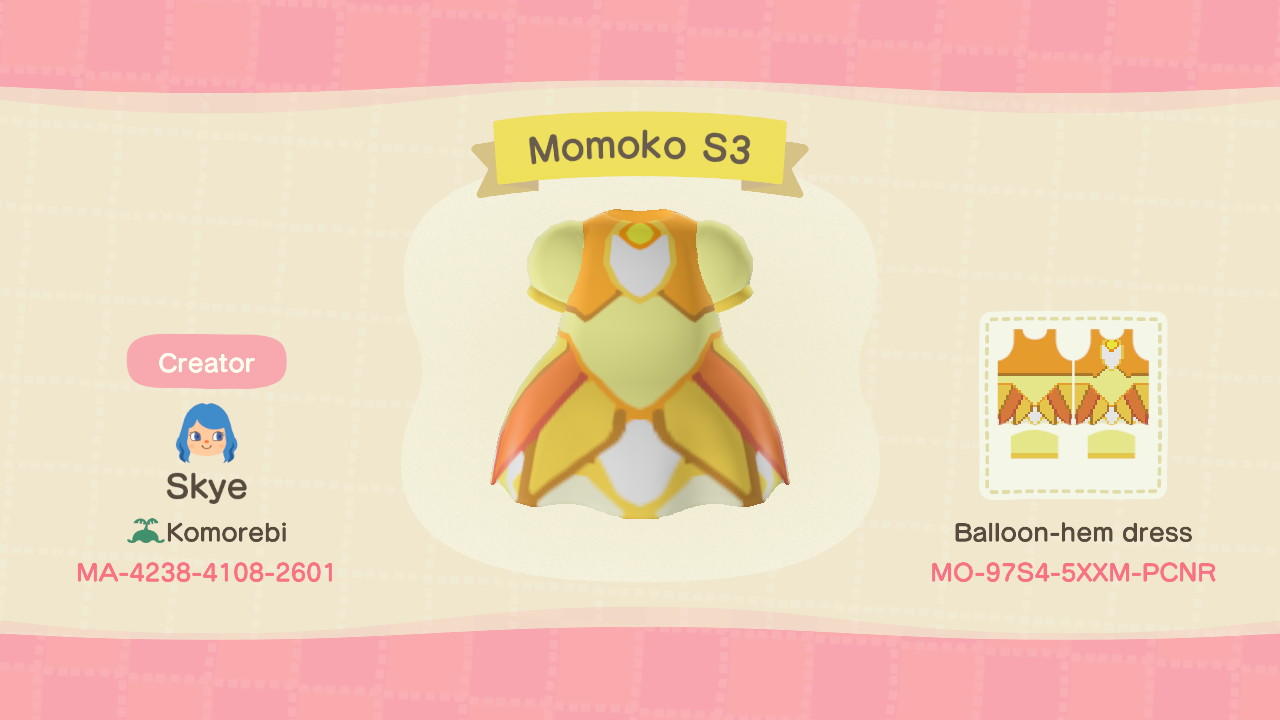 Animal Crossing Design Code: MO-97S4-5XXM-PCNR Momoko S3