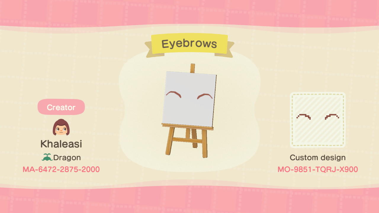 Animal Crossing Design Code: MO-9851-TQRJ-X900 Eyebrows