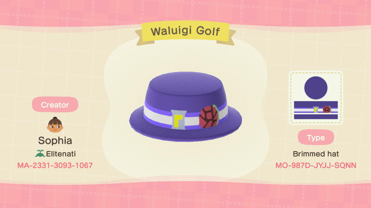 Animal Crossing Design Code: MO-987D-JYJJ-SQNN Waluigi Golf
