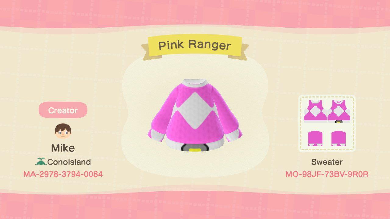 Animal Crossing Design Code: MO-98JF-73BV-9R0R Pink Power Ranger