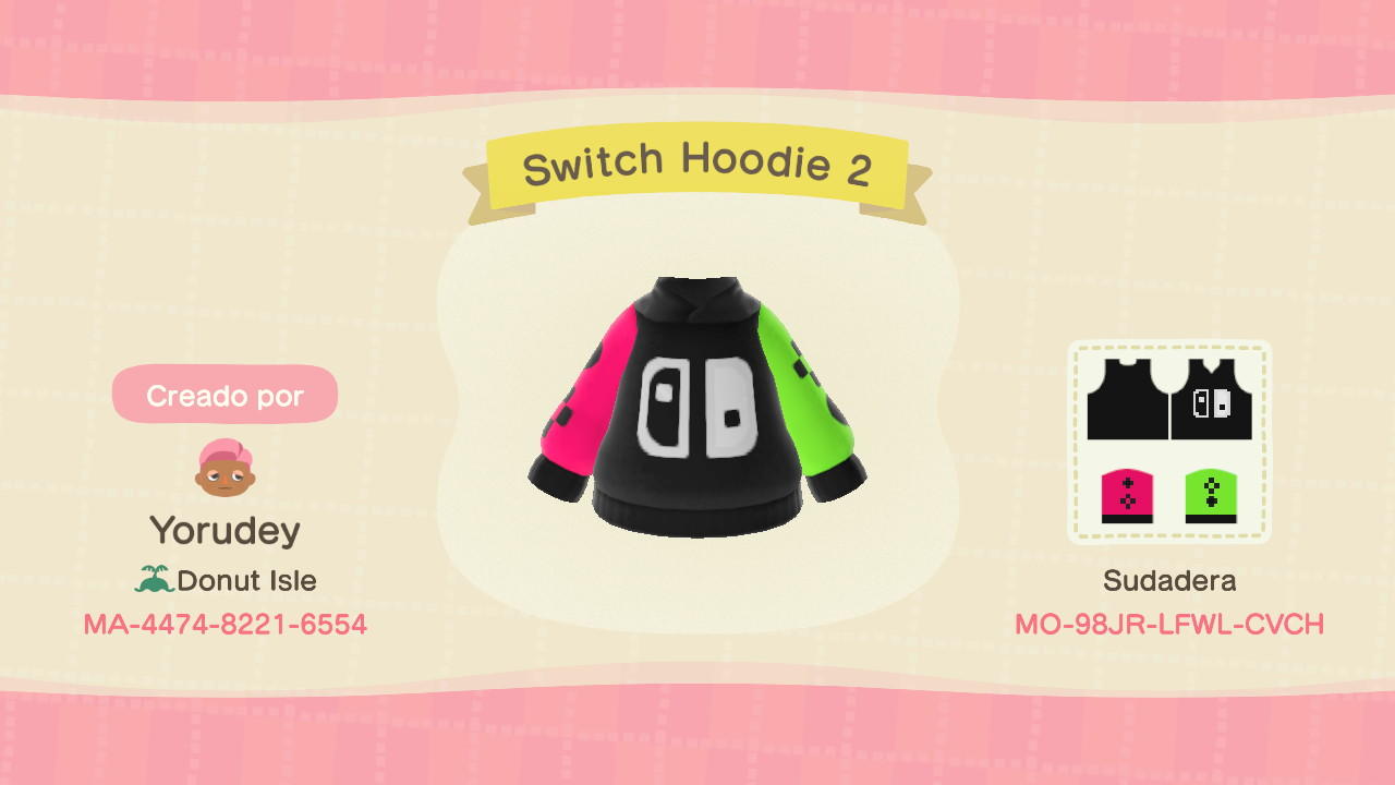 Animal Crossing Design Code: MO-98JR-LFWL-CVCH Switch Hoodie 2