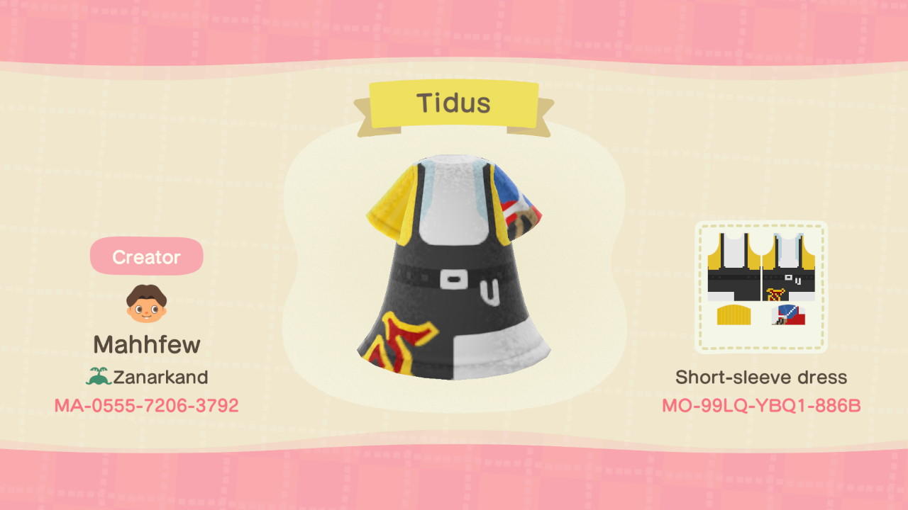 Animal Crossing Design Code: MO-99LQ-YBQ1-886B Tidus