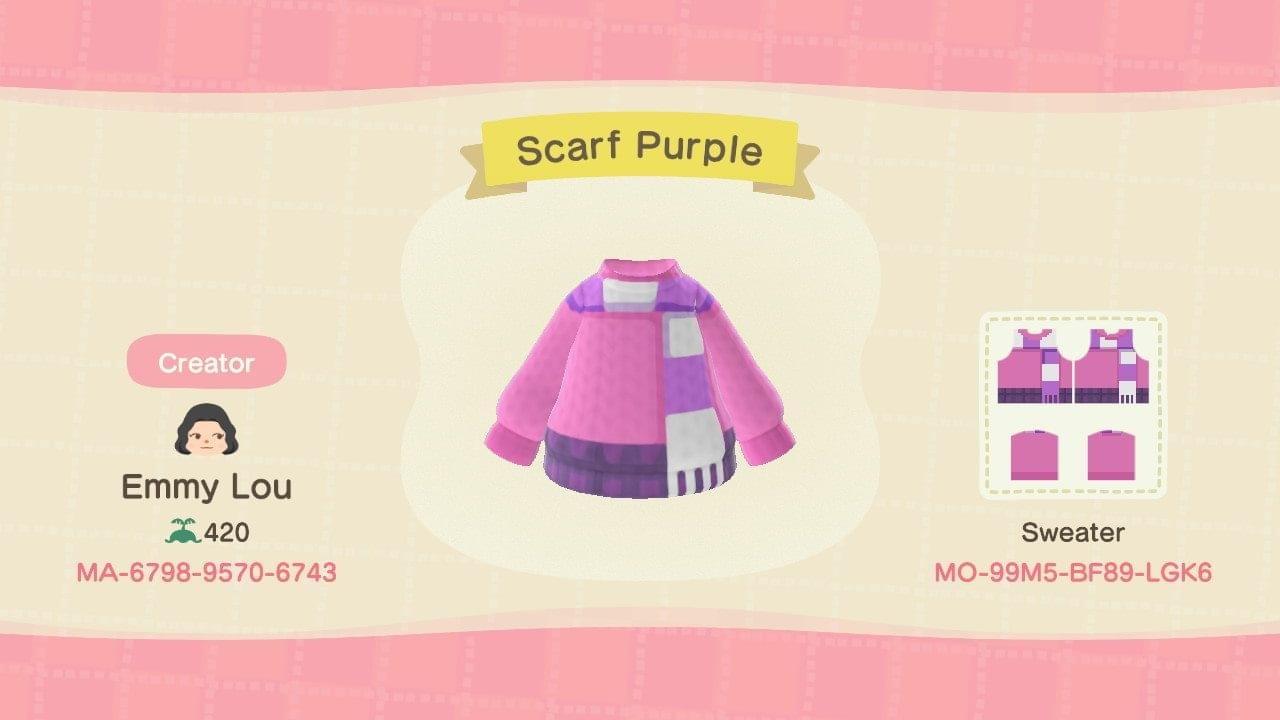 Animal Crossing Design Code: MO-99M5-BF89-LGK6 Scarf Purple