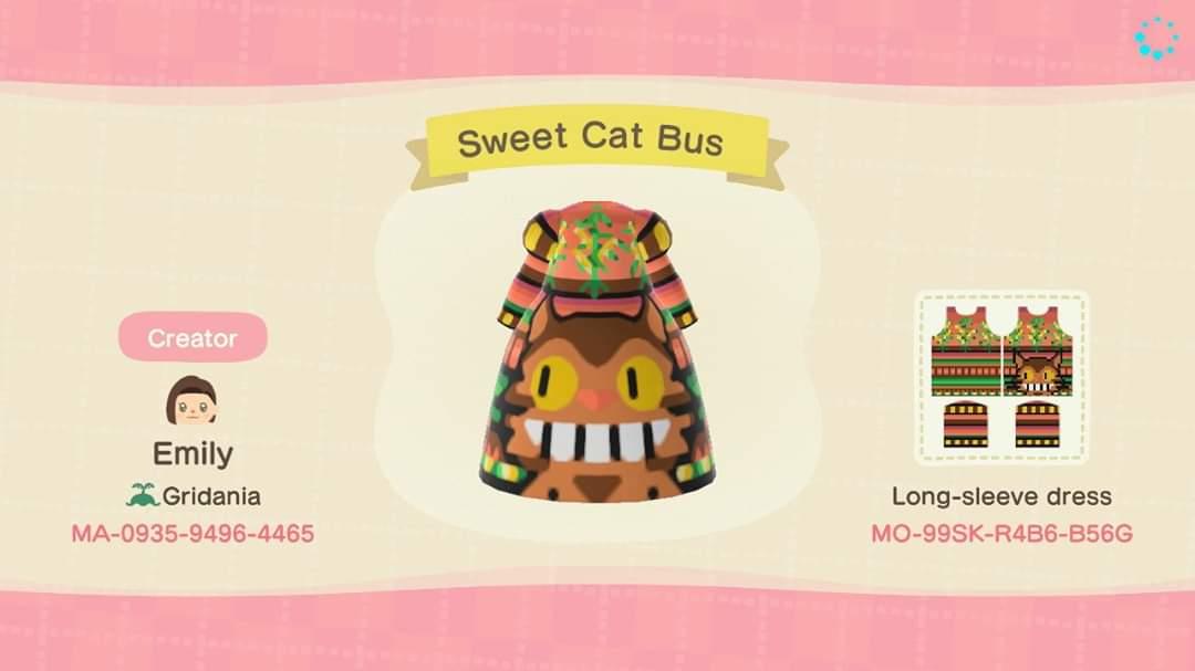 Animal Crossing Design Code: MO-99SK-R4B6-B56G Sweet Cat Bus