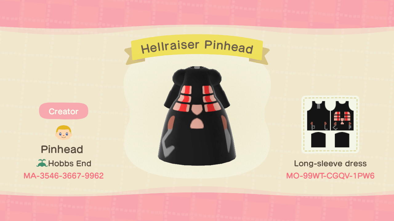 Animal Crossing Design Code: MO-99WF-99WT-CGQV Hellraiser Pinhead