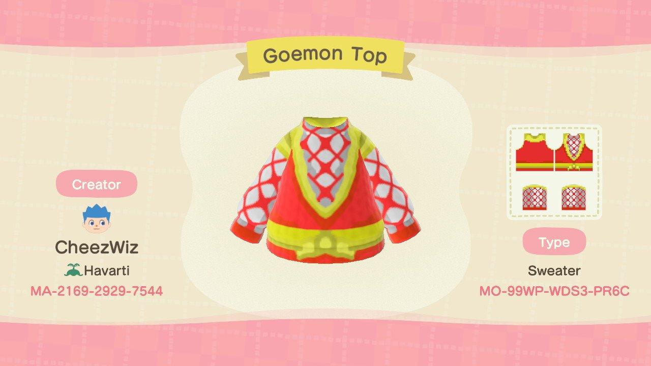 Animal Crossing Design Code: MO-99WP-WDS3-PR6C Goemon Top