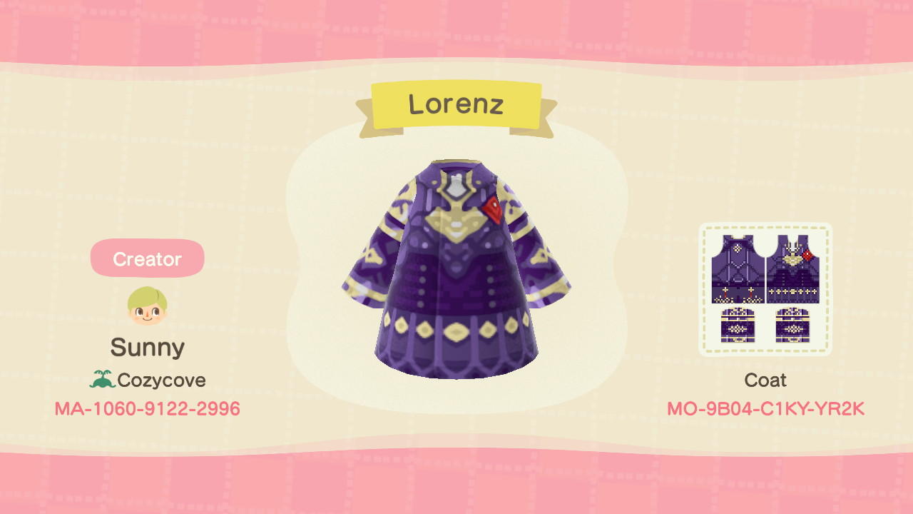 Animal Crossing Design Code: MO-9B04-C1KY-YR2K Lorenz