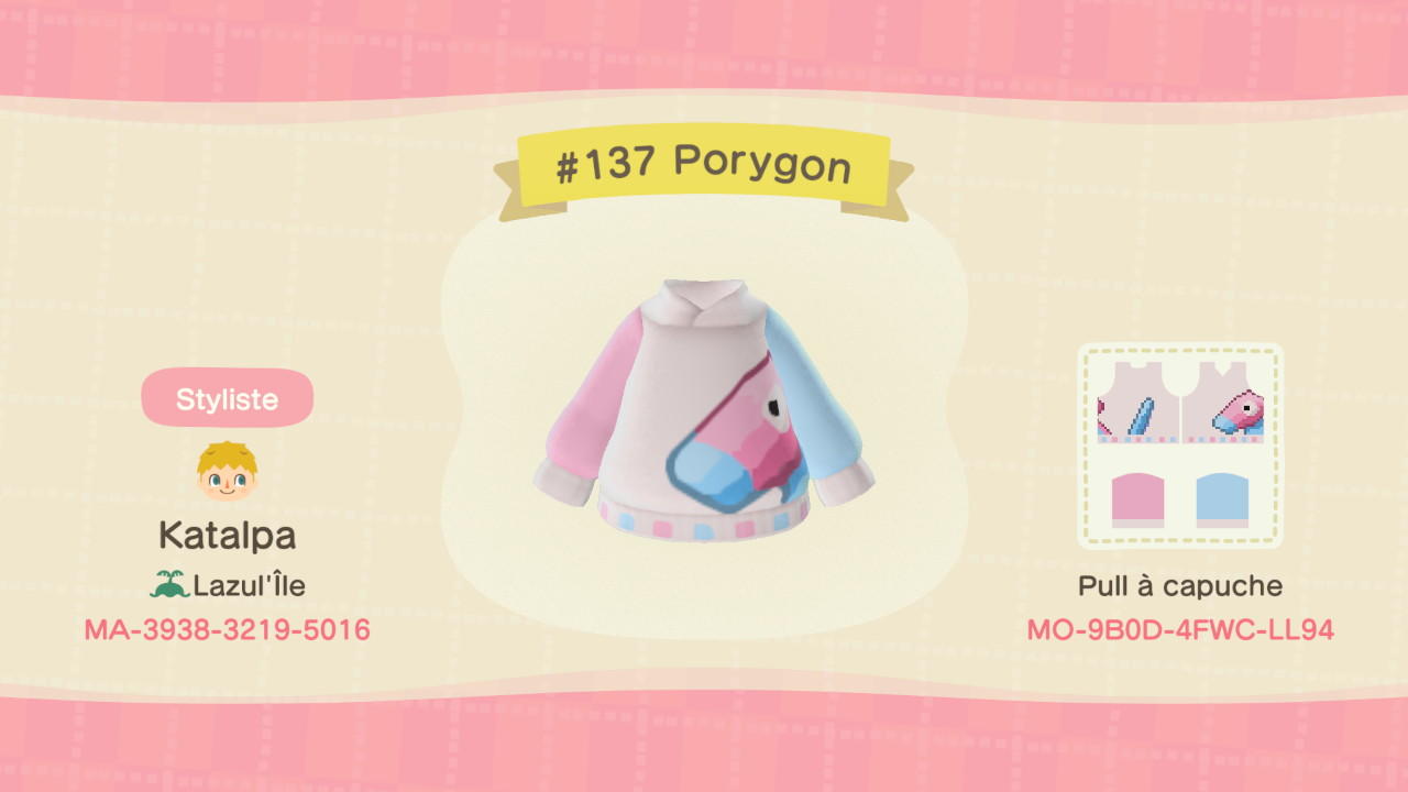 Animal Crossing Design Code: MO-9B0D-4FWC-LL94 #137 Porygon