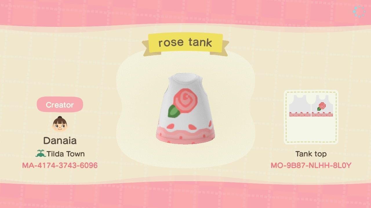 Animal Crossing Design Code: MO-9B87-NLHH-8L0Y Rose Tank