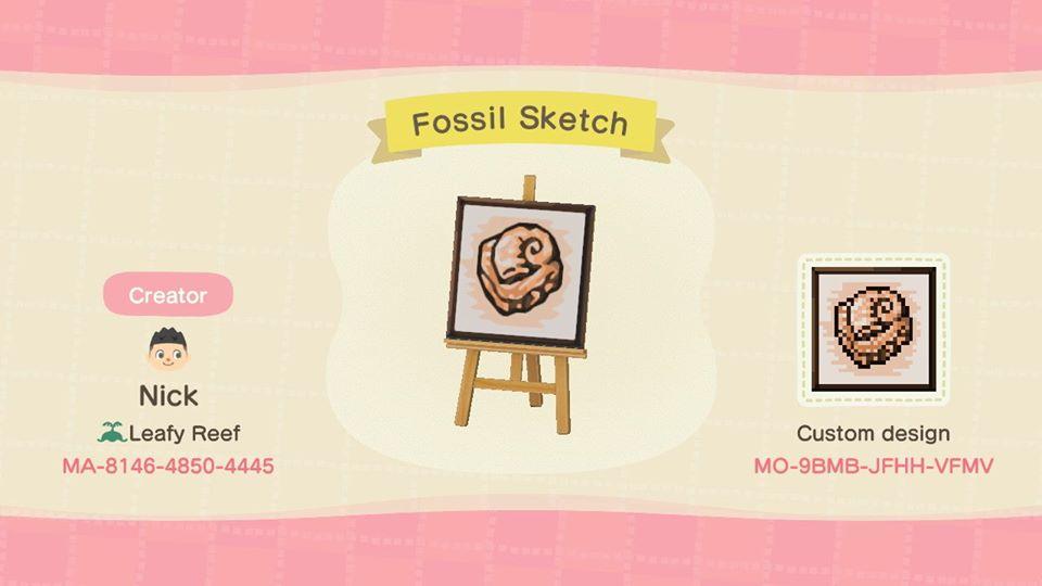 Animal Crossing Design Code: MO-9BMB-JFHH-VFMV Fossil Sketch