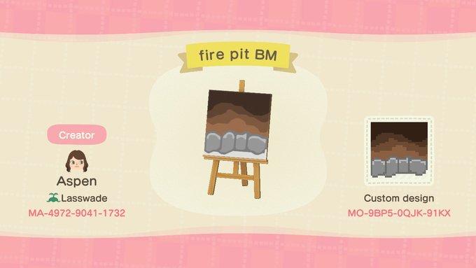 Animal Crossing Design Code: MO-9BP5-0QJK-91KX Fire Pit (BM)