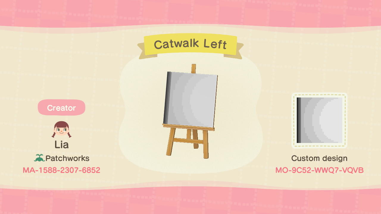 Animal Crossing Design Code: MO-9C52-WWQ7-VQVB Catwalk Left
