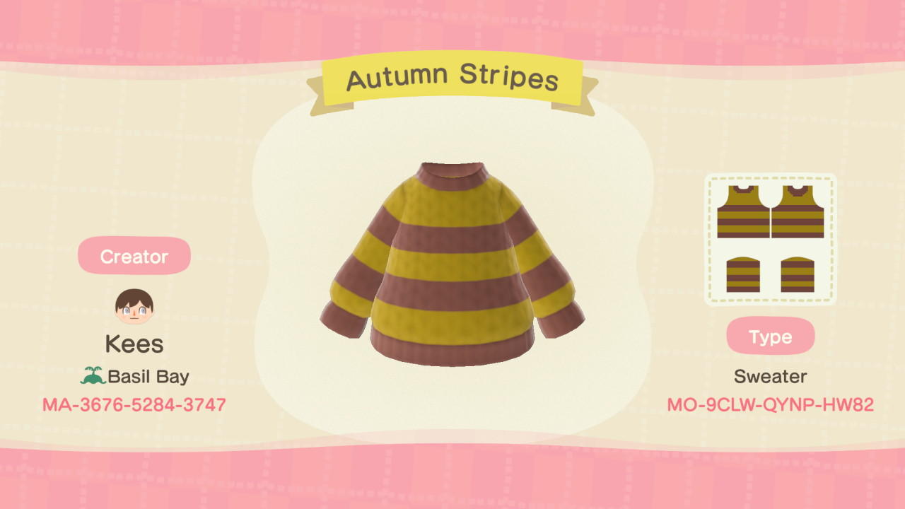 Animal Crossing Design Code: MO-9CLW-QYNP-HW82 Autumn Stripes