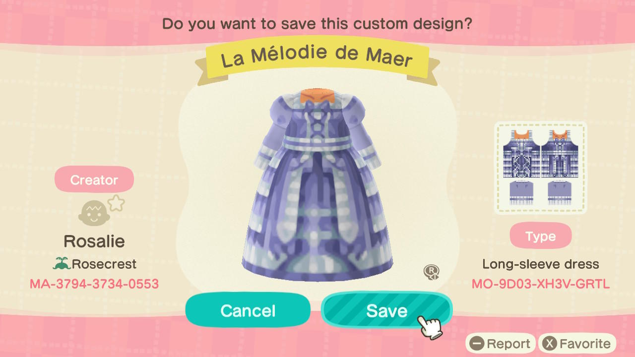 Animal Crossing Design Code: MO-9D03-XH3V-GRTL La Mélodie de Maer