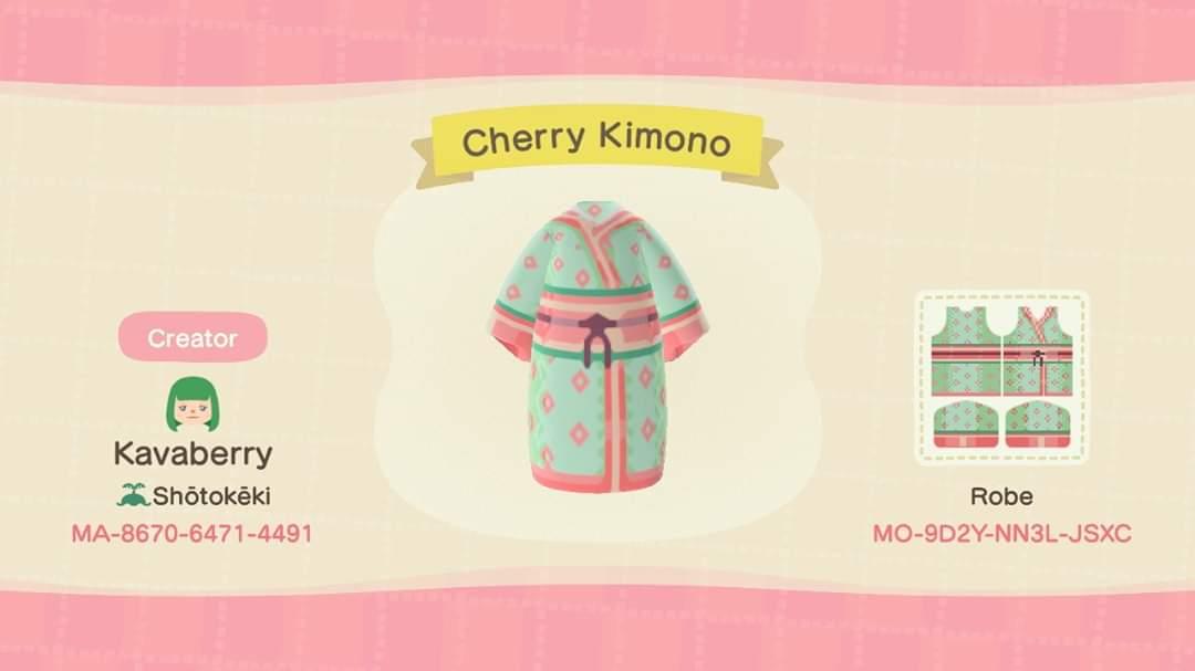 Animal Crossing Design Code: MO-9D2Y-NN3L-JSXC Cherry Kimono