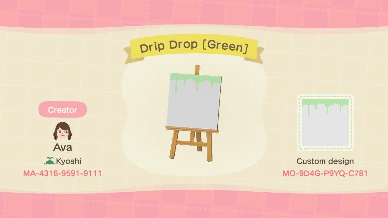 Animal Crossing Design Code: MO-9D4G-P9YQ-C781 Drip Drop [Green]