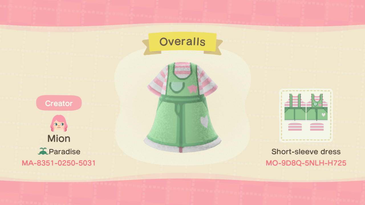 Animal Crossing Design Code: MO-9D8Q-5NLH-H725 Overalls
