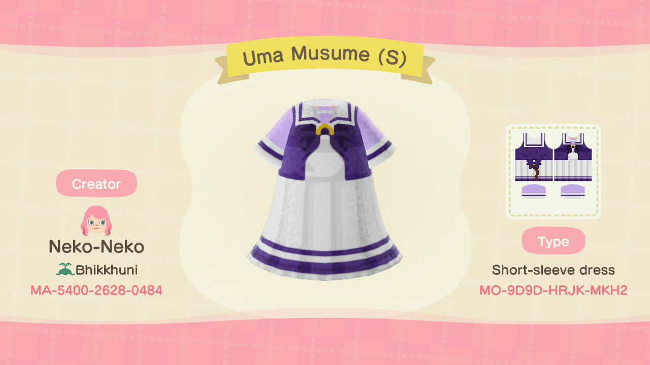 Animal Crossing Design Code: MO-9D9D-HRJK-MKH2 Uma Musume (Summer)