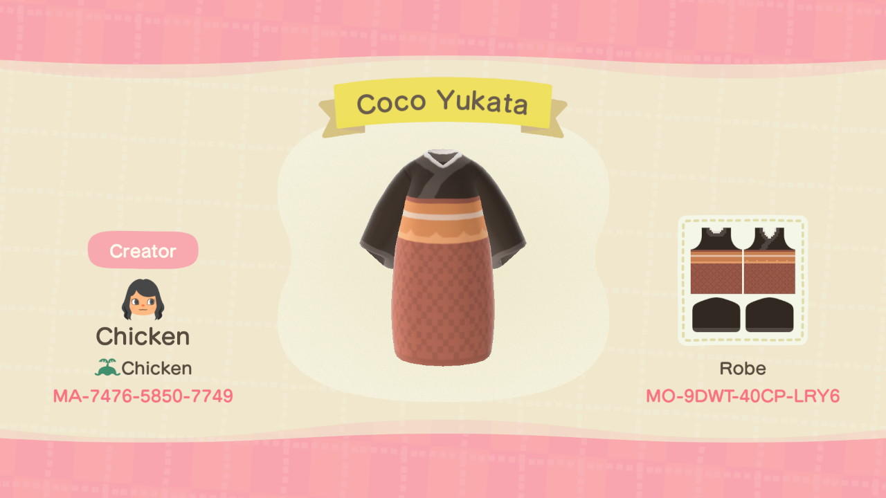 Animal Crossing Design Code: MO-9DWT-40CP-LRY6 Coco Yukata
