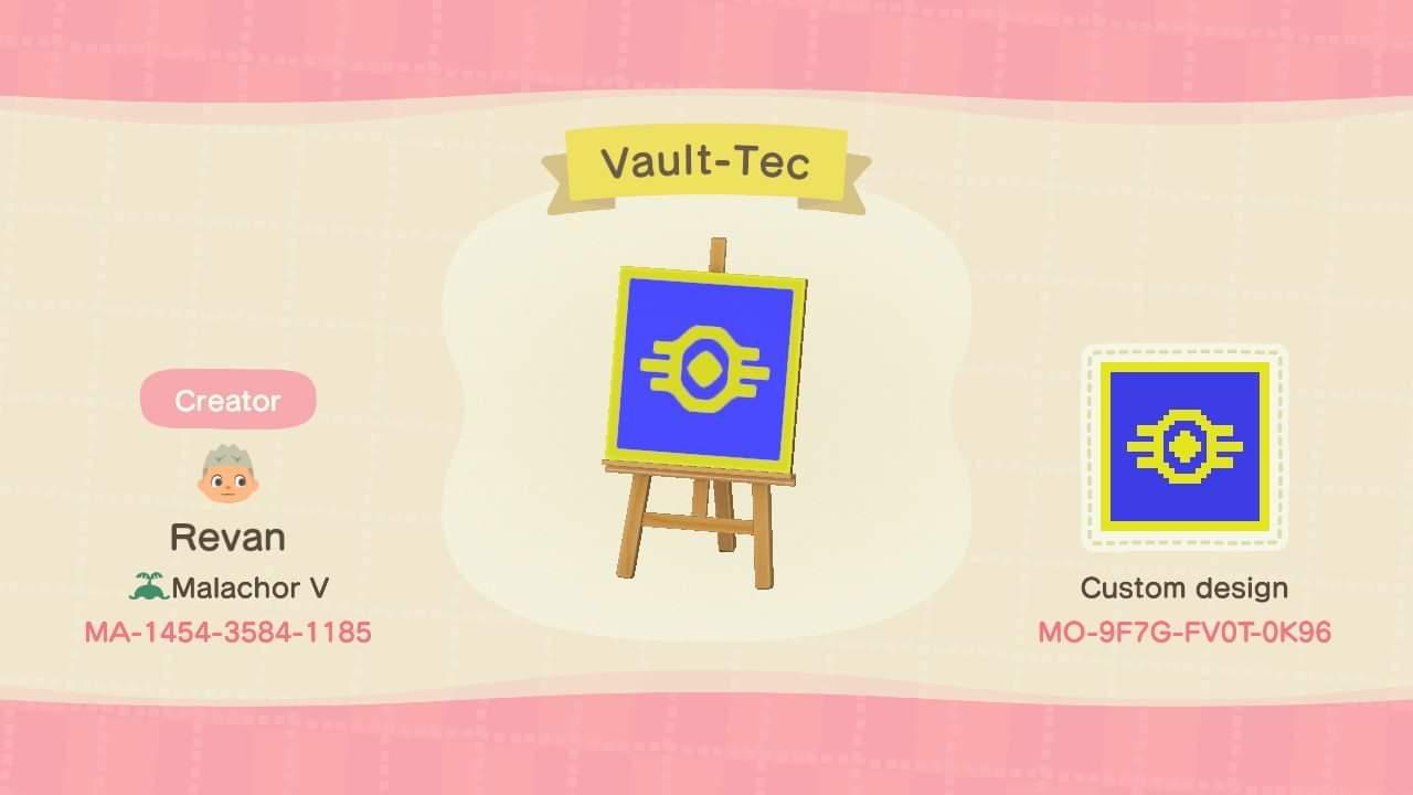 Animal Crossing Design Code: MO-9F7G-FV0T-0K96 Vault-Tec