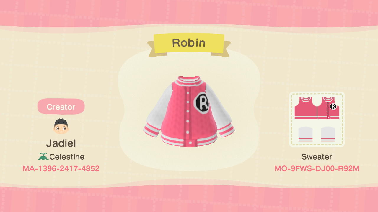 Animal Crossing Design Code: MO-9FWS-DJ00-R92M Robin