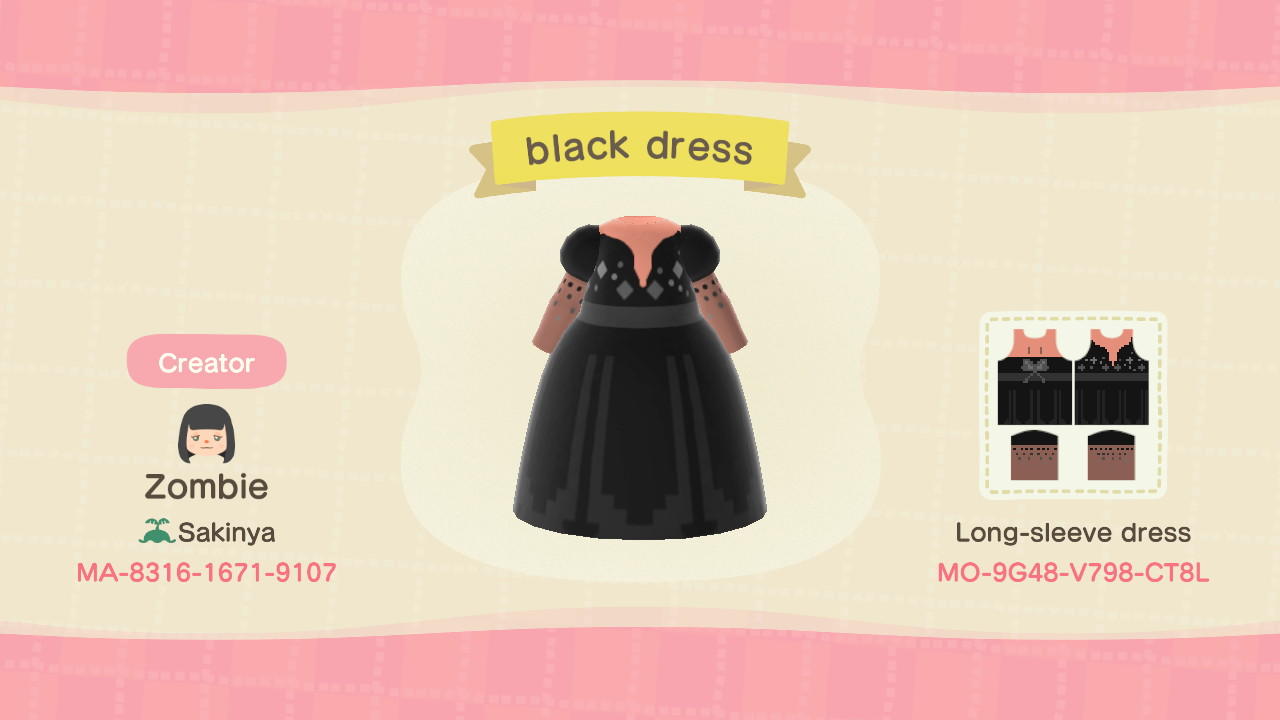 Animal Crossing Design Code: MO-9G48-V798-CT8L black dress