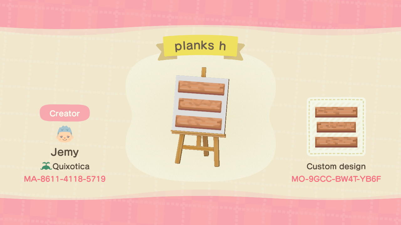 Animal Crossing Design Code: MO-9GCC-BW4T-YB6F Planks Horizontal