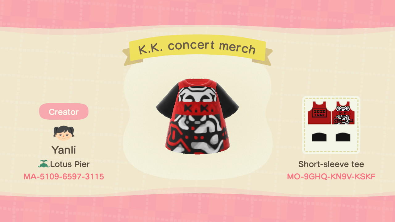 Animal Crossing Design Code: MO-9GHQ-KN9V-KSKF K.K. Slider Merch