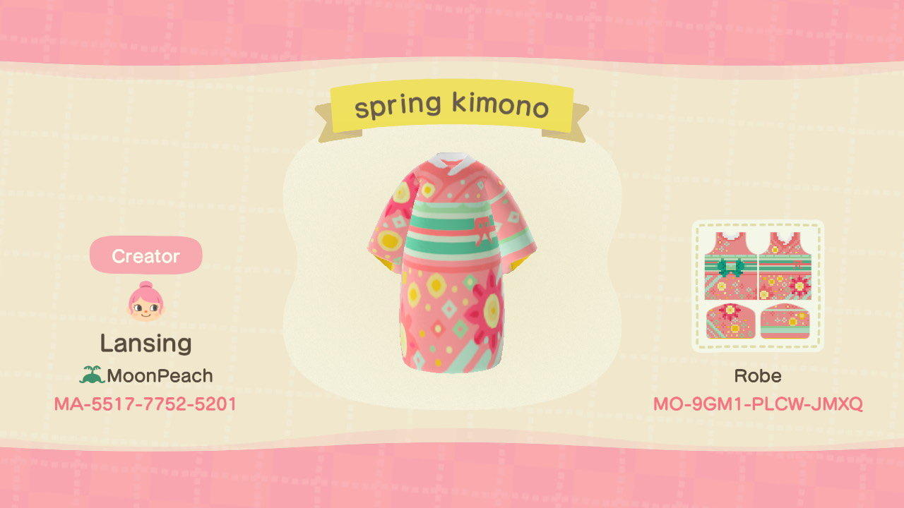 Animal Crossing Design Code: MO-9GM1-PLCW-JMXQ spring kimono