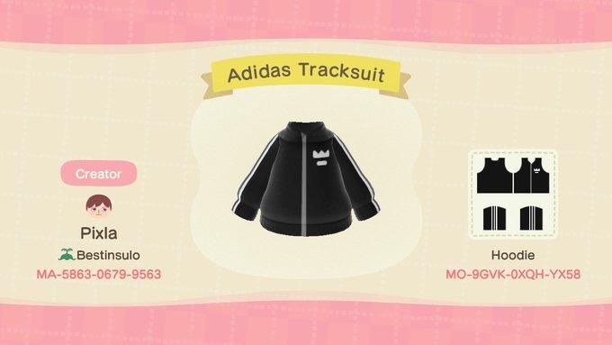 Animal Crossing Design Code: MO-9GVK-0XQH-YX58 Adidas Tracksuit
