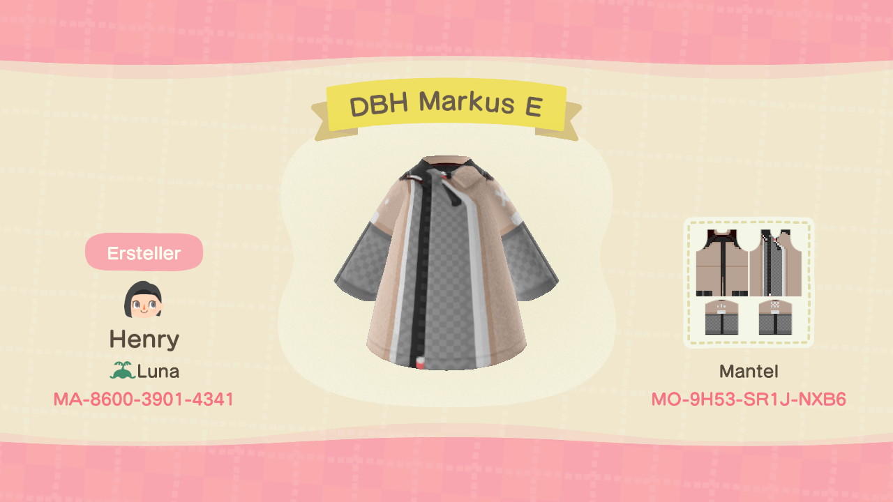 Animal Crossing Design Code: MO-9H53-SR1J-NXB6 DBH Markus