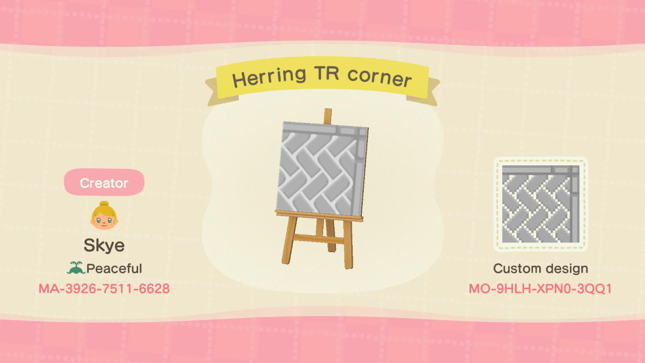 Animal Crossing Design Code: MO-9HLH-XPN0-3QQ1 Herringbone path TR