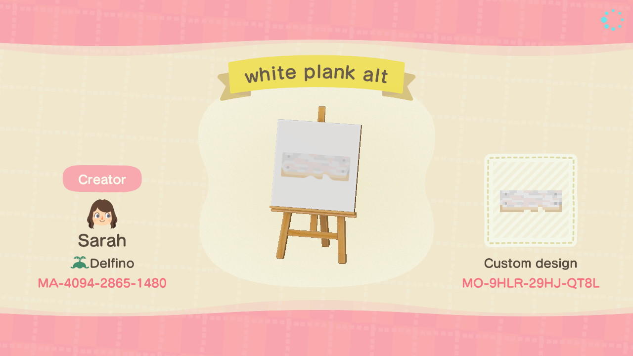 Animal Crossing Design Code: MO-9HLR-29HJ-QT8L white plank alt