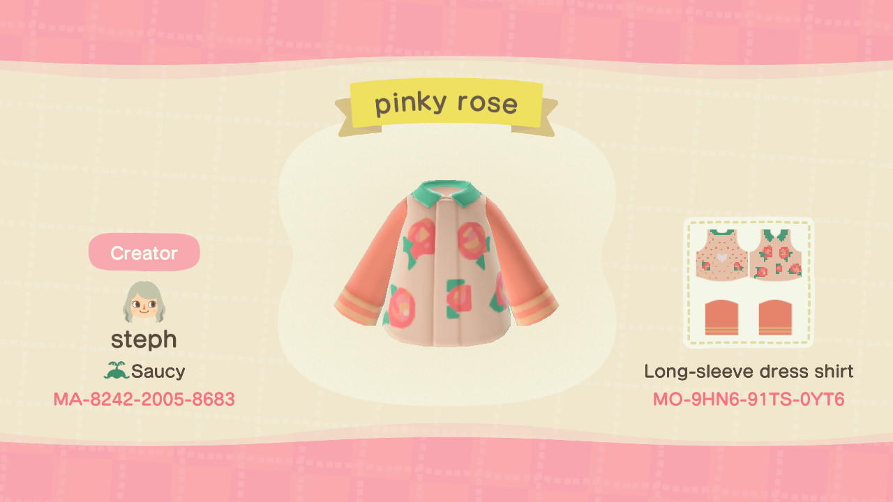 Animal Crossing Design Code: MO-9HN6-91TS-0YT6 pinky rose
