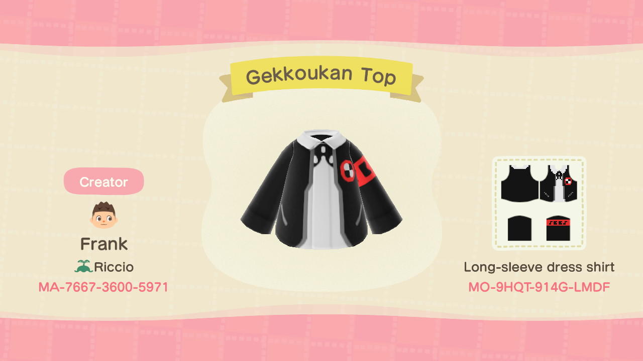 Animal Crossing Design Code: MO-9HQT-914G-LMDF Gekkoukan Top