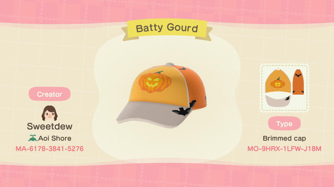 Animal Crossing Design Code: MO-9HRX-1LFW-J18M Batty Gourd