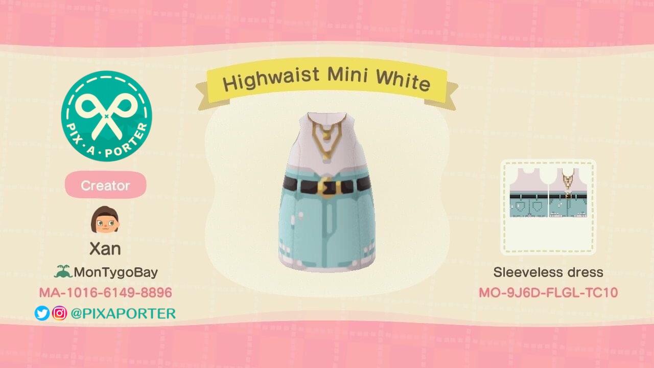 Animal Crossing Design Code: MO-9J6D-FLGL-TC10 Highwaist Mini White