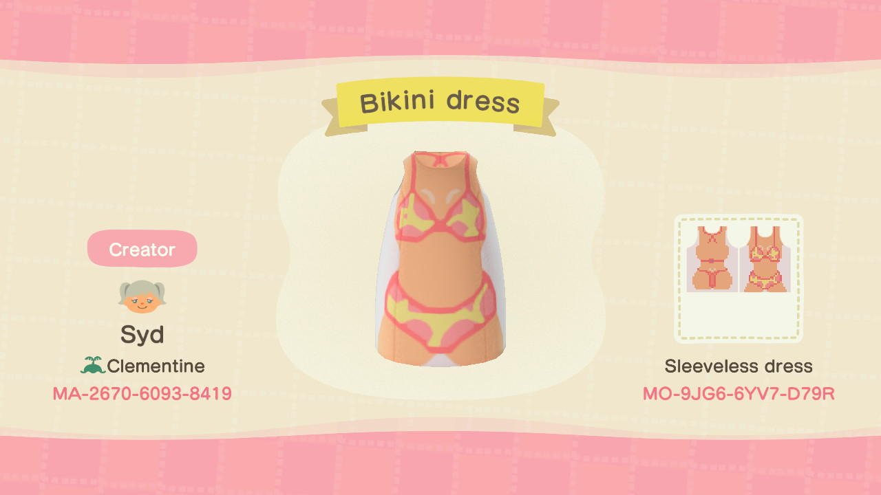 Animal Crossing Design Code: MO-9JG6-6YV7-D79R Bikini Dress