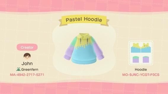 Animal Crossing Design Code: MO-9JNC-YCGT-P3CS Pastel Hoodie