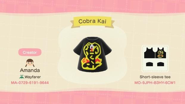 Animal Crossing Design Code: MO-9JPH-B3HY-6CW1 Cobra Kai tee