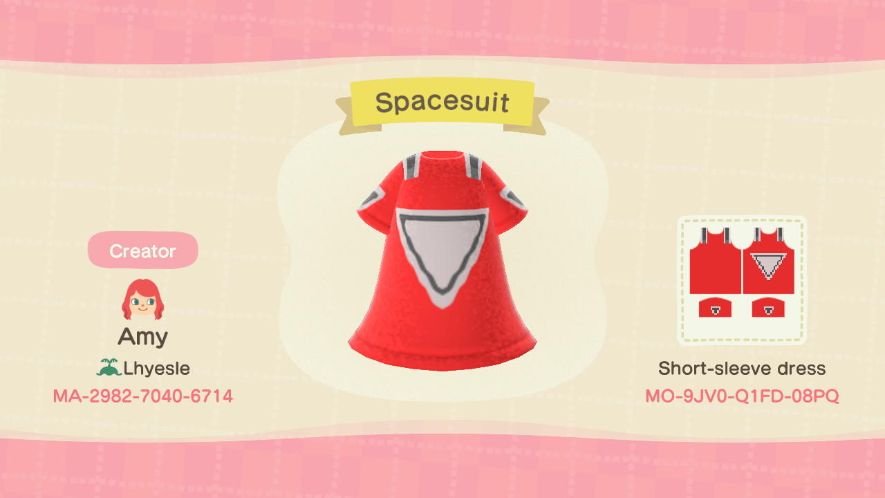 Animal Crossing Design Code: MO-9JV0-Q1FD-08PQ Spacesuit