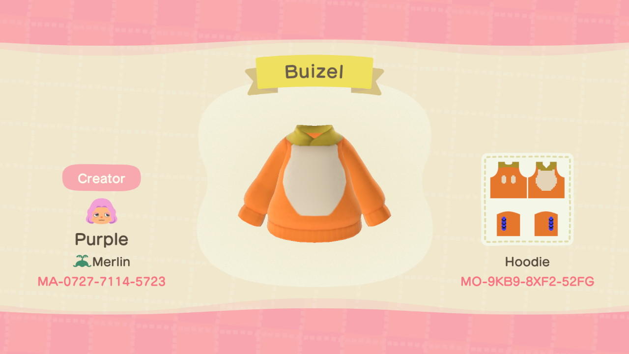 Animal Crossing Design Code: MO-9KB9-8XF2-52FG Buizel