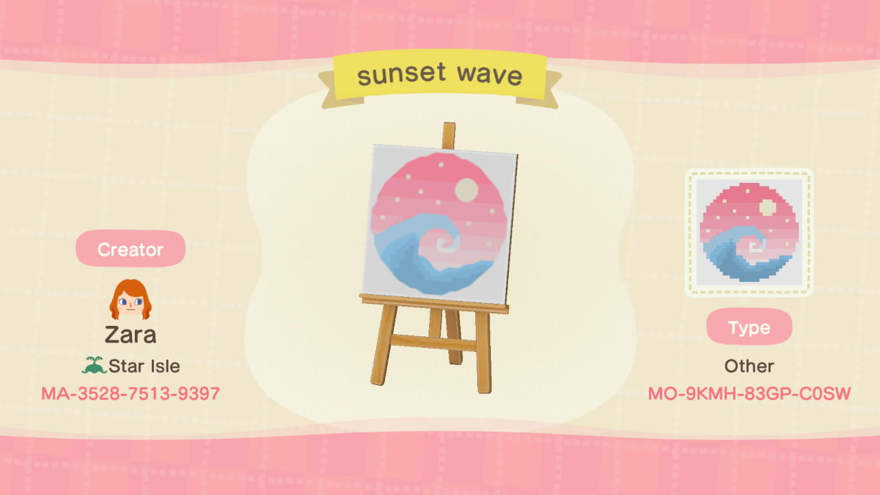 Animal Crossing Design Code: MO-9KMH-83GP-C0SW sunset wave