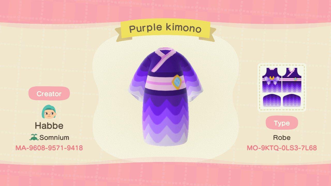 Animal Crossing Design Code: MO-9KTQ-0LS3-7L68 Purple kimono