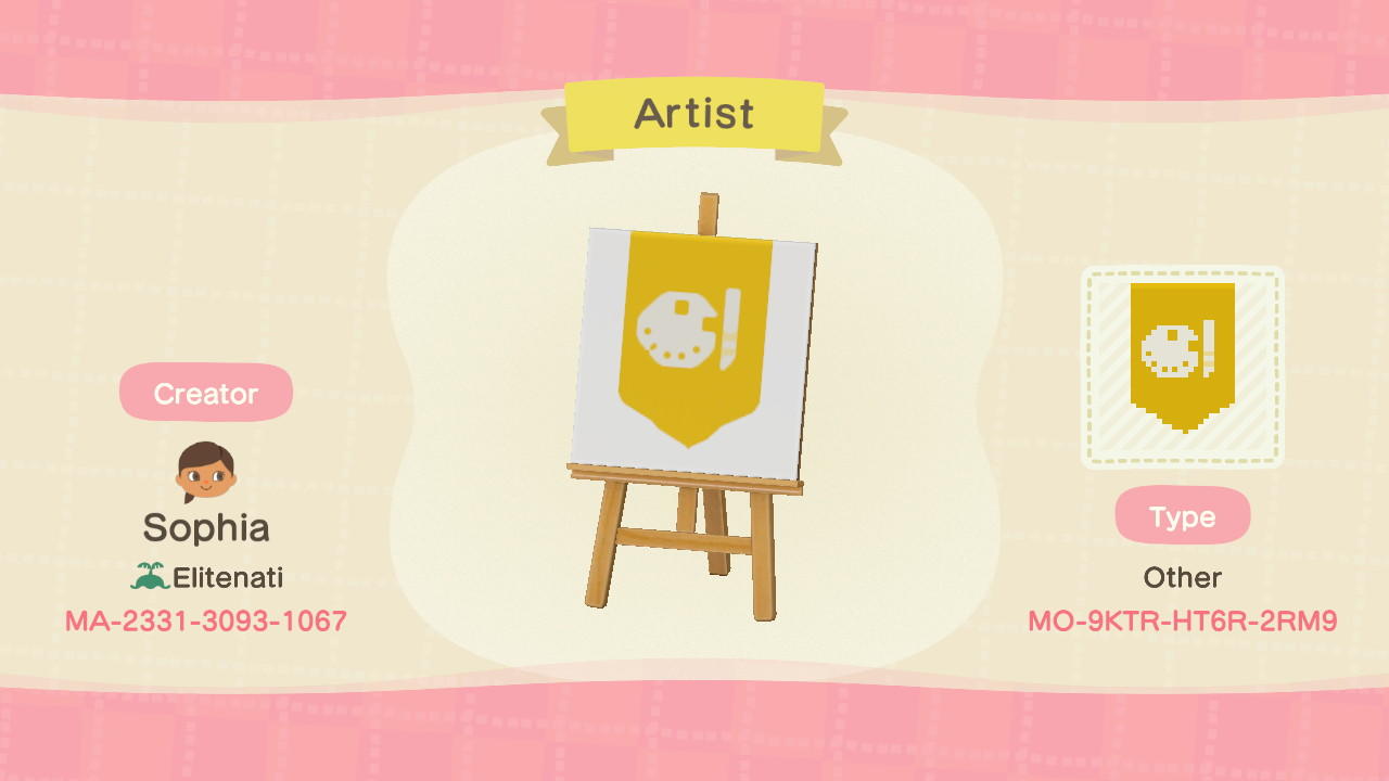 Animal Crossing Design Code: MO-9KTR-HT6R-2RM9 Artist