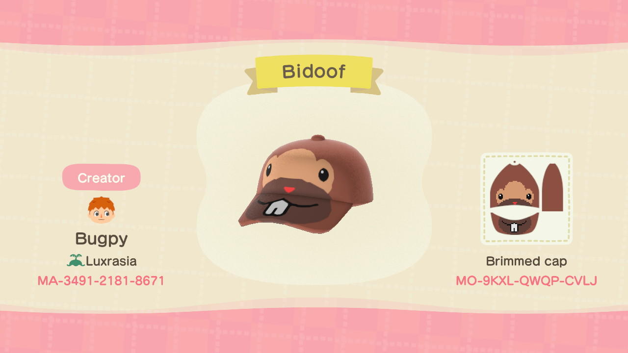 Animal Crossing Design Code: MO-9KXL-QWQP-CVLJ Bidoof