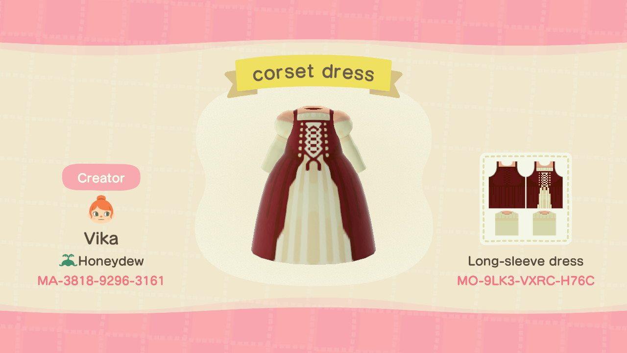 Animal Crossing Design Code: MO-9LK3-VXRC-H76C Corset Dress