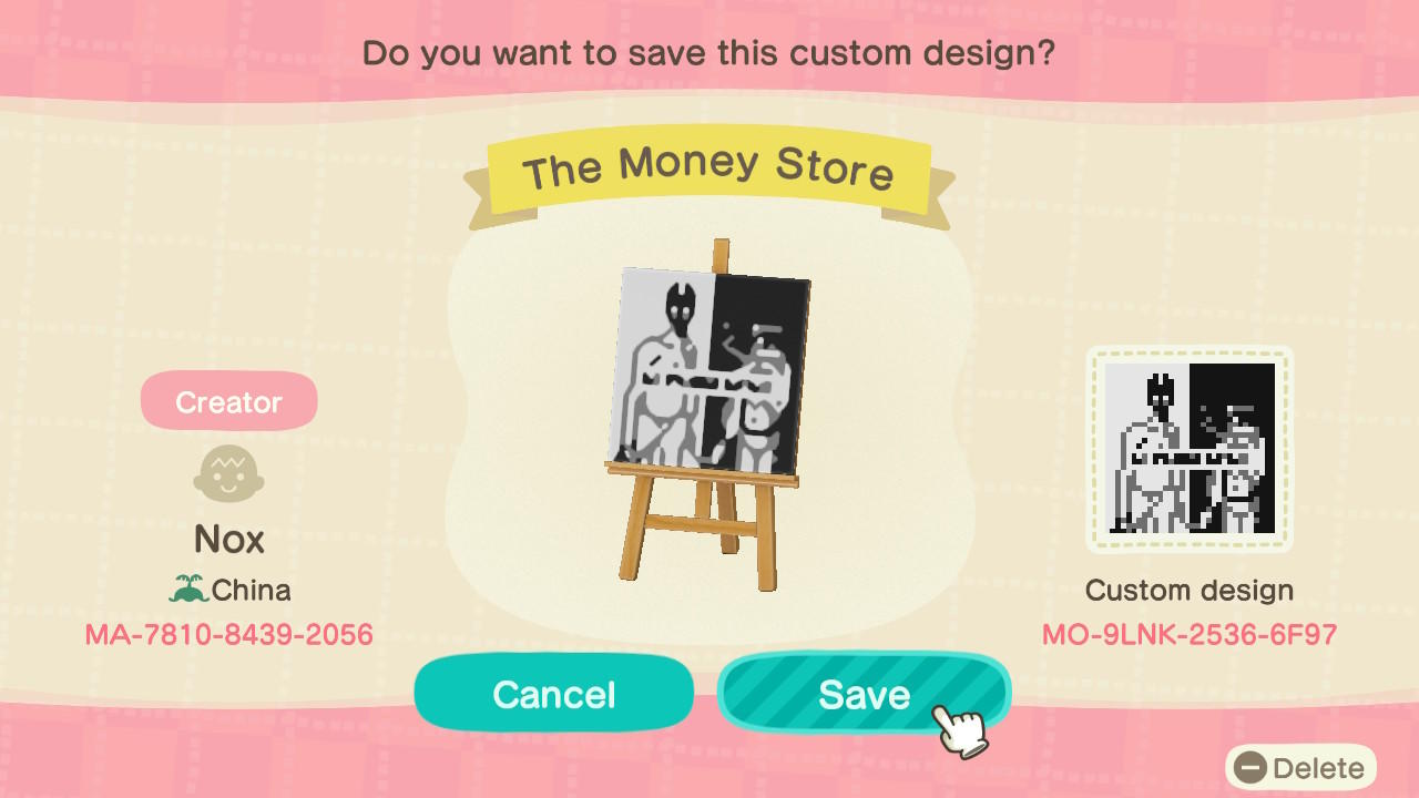 Animal Crossing Design Code: MO-9LNK-2536-6F97 Death Grips MS Album